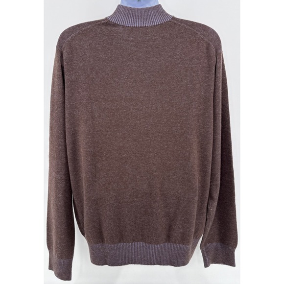 Peter Millar 4 Ply Cashmere Sweater Men's XL Brown Blue Trim Soft Knit - Picture 3 of 10